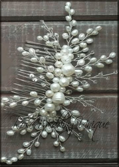 Сватбен гребен- украса за коса с перли и кристали модел Ice Queen